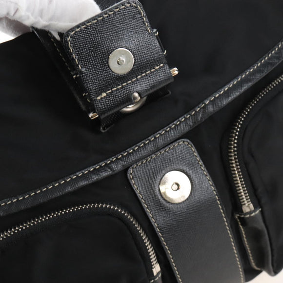 PRADA Shoulder Bag Nylon Black Silver Auth 210770V