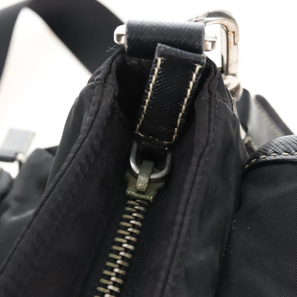 PRADA Shoulder Bag Nylon Black Silver Auth 210770V