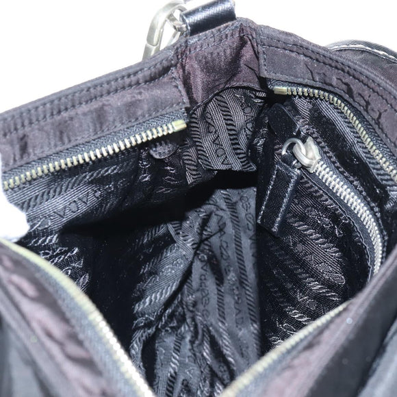 PRADA Shoulder Bag Nylon Black Silver Auth 210770V