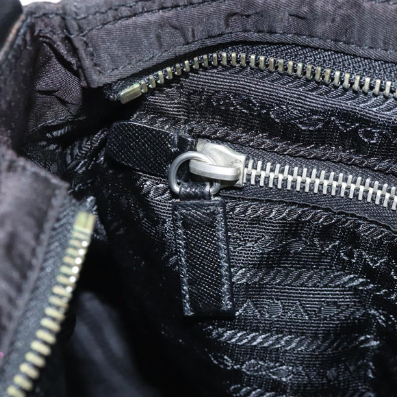 PRADA Shoulder Bag Nylon Black Silver Auth 210770V