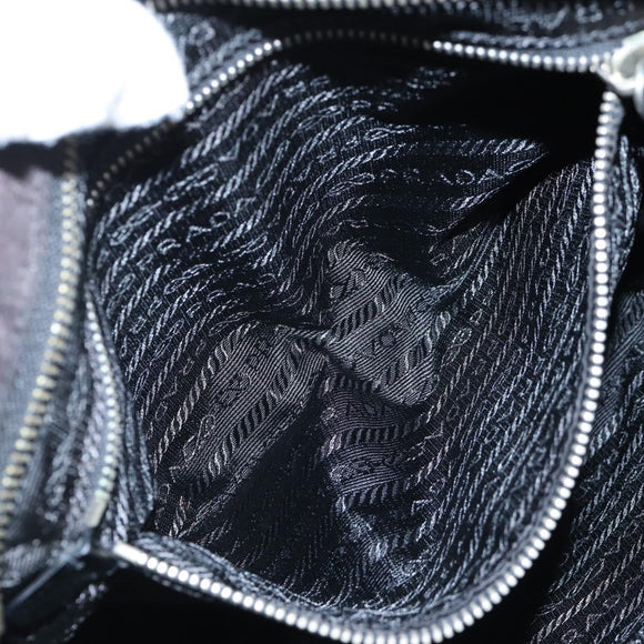 PRADA Shoulder Bag Nylon Black Silver Auth 210770V