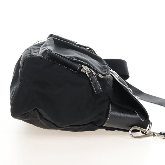 PRADA Shoulder Bag Nylon Black Silver Auth 210770V