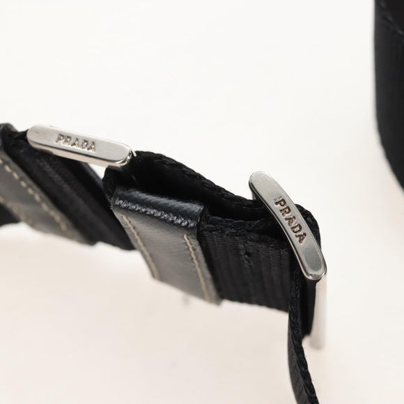 PRADA Shoulder Bag Nylon Black Silver Auth 210770V
