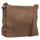 Bottega Veneta INTRECCIATO Shoulder Bag Leather Beige 221065 Auth 210771A-1