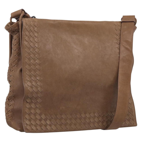 Bottega Veneta INTRECCIATO Shoulder Bag Leather Beige 221065 Auth 210771A