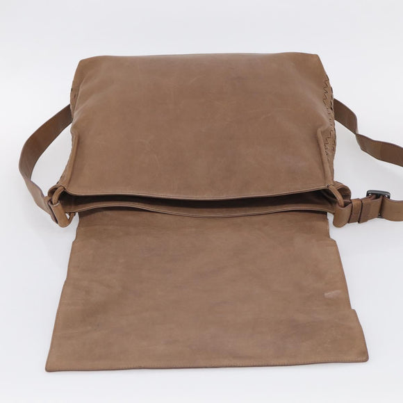 Bottega Veneta INTRECCIATO Shoulder Bag Leather Beige 221065 Auth 210771A