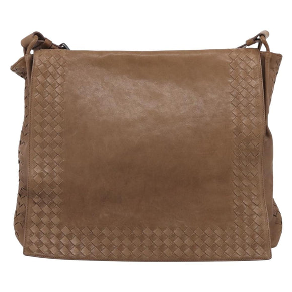Bottega Veneta INTRECCIATO Shoulder Bag Leather Beige 221065 Auth 210771A