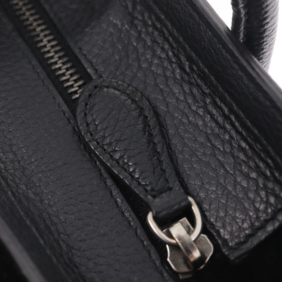 CELINE Luggage Nano Hand Bag Leather 2way Black Silver Auth 210773M