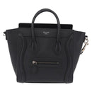 CELINE Luggage Nano Hand Bag Leather 2way Black Silver Auth 210773M-2