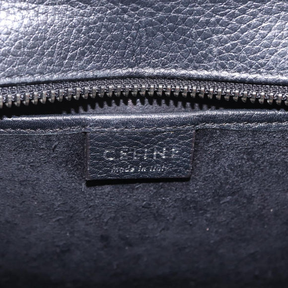 CELINE Luggage Nano Hand Bag Leather 2way Black Silver Auth 210773M