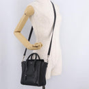 CELINE Luggage Nano Hand Bag Leather 2way Black Silver Auth 210773M-26