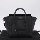 CELINE Luggage Nano Hand Bag Leather 2way Black Silver Auth 210773M-27