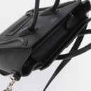 CELINE Luggage Nano Hand Bag Leather 2way Black Silver Auth 210773M-6