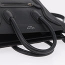 CELINE Luggage Nano Hand Bag Leather 2way Black Silver Auth 210773M-7