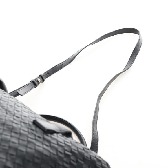 Bottega Veneta INTRECCIATO Boston Bag Leather 2way Black Gold Auth 210774V