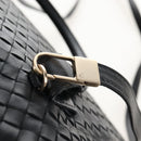 Bottega Veneta INTRECCIATO Boston Bag Leather 2way Black Gold Auth 210774V-12
