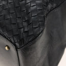 Bottega Veneta INTRECCIATO Boston Bag Leather 2way Black Gold Auth 210774V-16