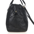 Bottega Veneta INTRECCIATO Boston Bag Leather 2way Black Gold Auth 210774V-5