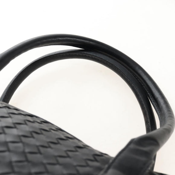 Bottega Veneta INTRECCIATO Boston Bag Leather 2way Black Gold Auth 210774V