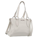 Miu Miu Vitterodino Hand Bag Leather 2way White Silver Auth 210777V-1