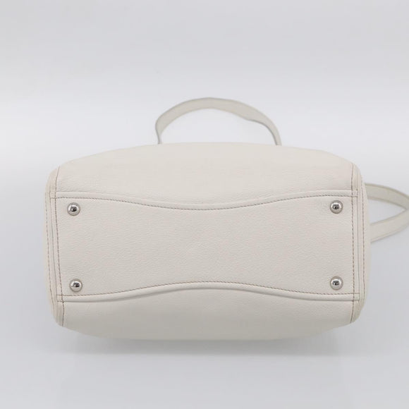 Miu Miu Vitterodino Hand Bag Leather 2way White Silver Auth 210777V