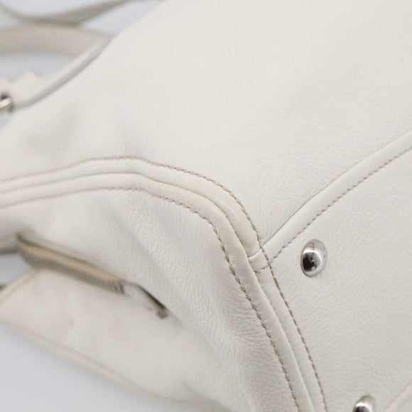Miu Miu Vitterodino Hand Bag Leather 2way White Silver Auth 210777V