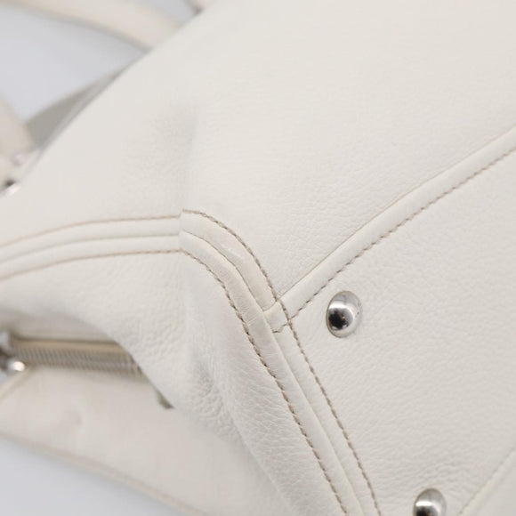 Miu Miu Vitterodino Hand Bag Leather 2way White Silver Auth 210777V