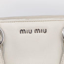 Miu Miu Vitterodino Hand Bag Leather 2way White Silver Auth 210777V-16