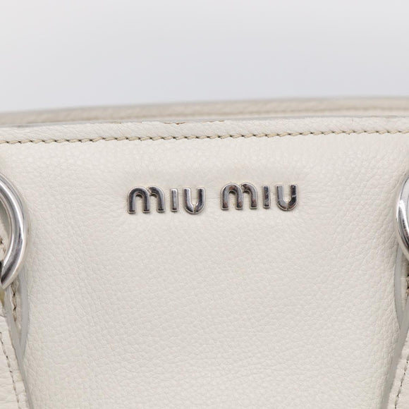 Miu Miu Vitterodino Hand Bag Leather 2way White Silver Auth 210777V