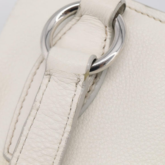 Miu Miu Vitterodino Hand Bag Leather 2way White Silver Auth 210777V