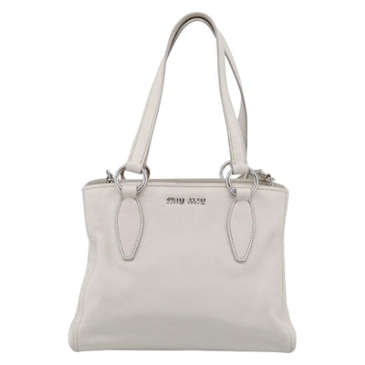 Miu Miu Vitterodino Hand Bag Leather 2way White Silver Auth 210777V - 0