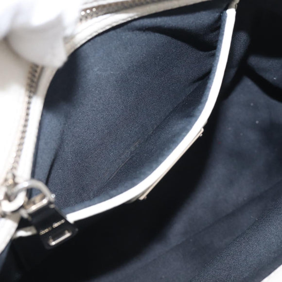 Miu Miu Vitterodino Hand Bag Leather 2way White Silver Auth 210777V