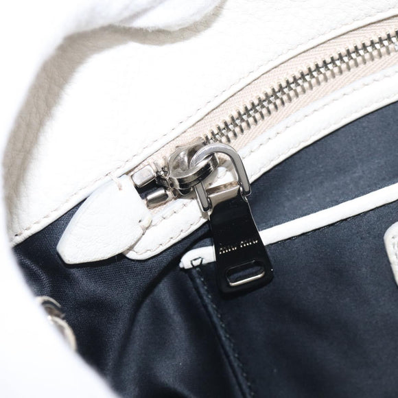 Miu Miu Vitterodino Hand Bag Leather 2way White Silver Auth 210777V