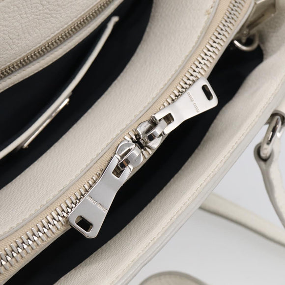 Miu Miu Vitterodino Hand Bag Leather 2way White Silver Auth 210777V