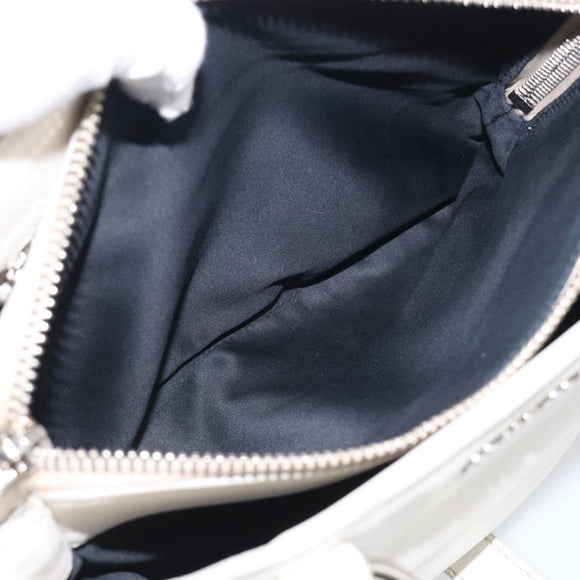Miu Miu Vitterodino Hand Bag Leather 2way White Silver Auth 210777V
