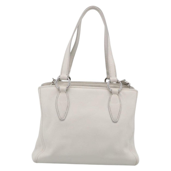 Miu Miu Vitterodino Hand Bag Leather 2way White Silver Auth 210777V