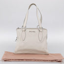 Miu Miu Vitterodino Hand Bag Leather 2way White Silver Auth 210777V-32