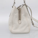 Miu Miu Vitterodino Hand Bag Leather 2way White Silver Auth 210777V-4