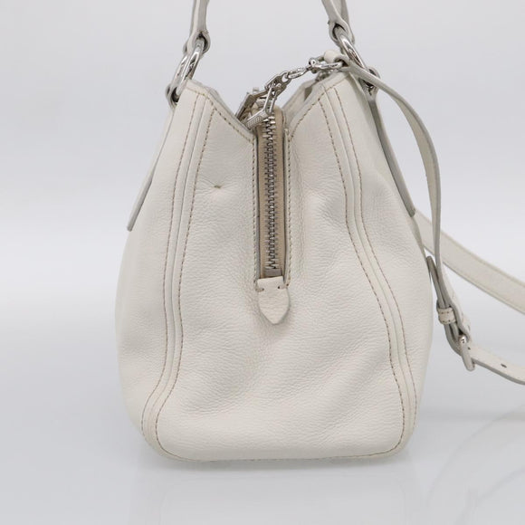 Miu Miu Vitterodino Hand Bag Leather 2way White Silver Auth 210777V