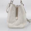 Miu Miu Vitterodino Hand Bag Leather 2way White Silver Auth 210777V-5