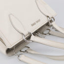 Miu Miu Vitterodino Hand Bag Leather 2way White Silver Auth 210777V-6