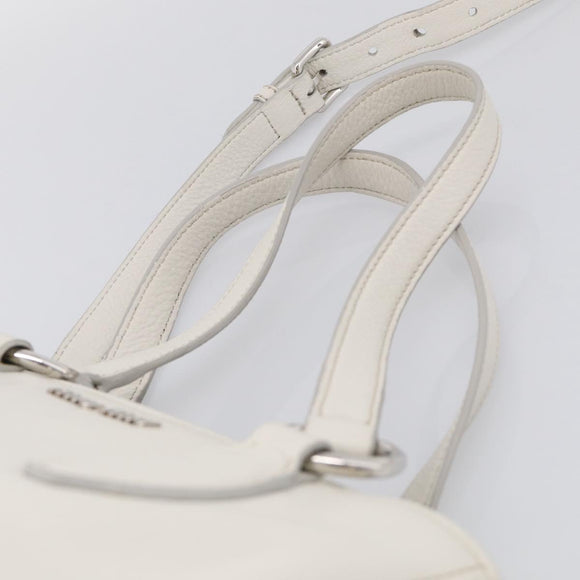 Miu Miu Vitterodino Hand Bag Leather 2way White Silver Auth 210777V