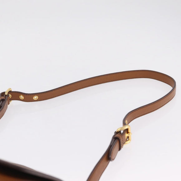 Miu Miu Madras Hand Bag Leather 2way Brown Gold Auth 210778V