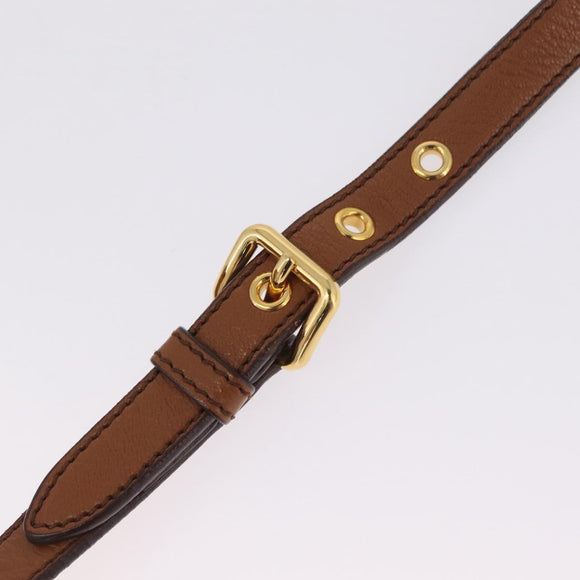 Miu Miu Madras Hand Bag Leather 2way Brown Gold Auth 210778V