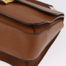Miu Miu Madras Hand Bag Leather 2way Brown Gold Auth 210778V-19