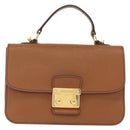 Miu Miu Madras Hand Bag Leather 2way Brown Gold Auth 210778V-13