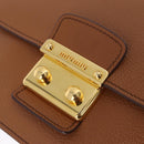 Miu Miu Madras Hand Bag Leather 2way Brown Gold Auth 210778V-24