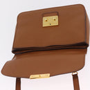 Miu Miu Madras Hand Bag Leather 2way Brown Gold Auth 210778V-25