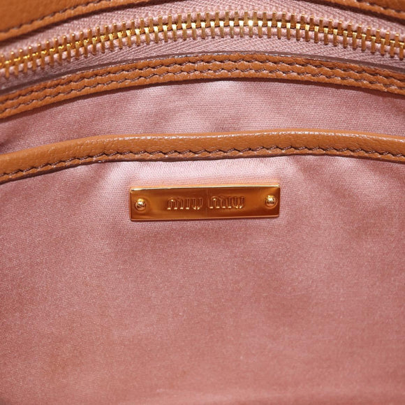 Miu Miu Madras Hand Bag Leather 2way Brown Gold Auth 210778V