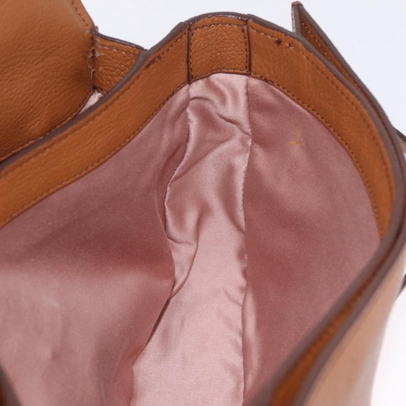 Miu Miu Madras Hand Bag Leather 2way Brown Gold Auth 210778V